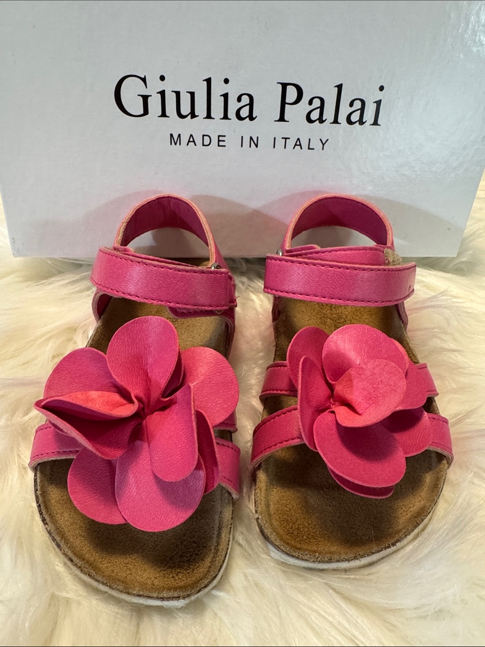 Giulia Palai Pink Floral Strap Sandals for Kids